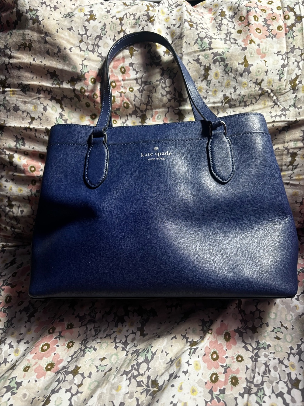 kate spade navy blue leather tote